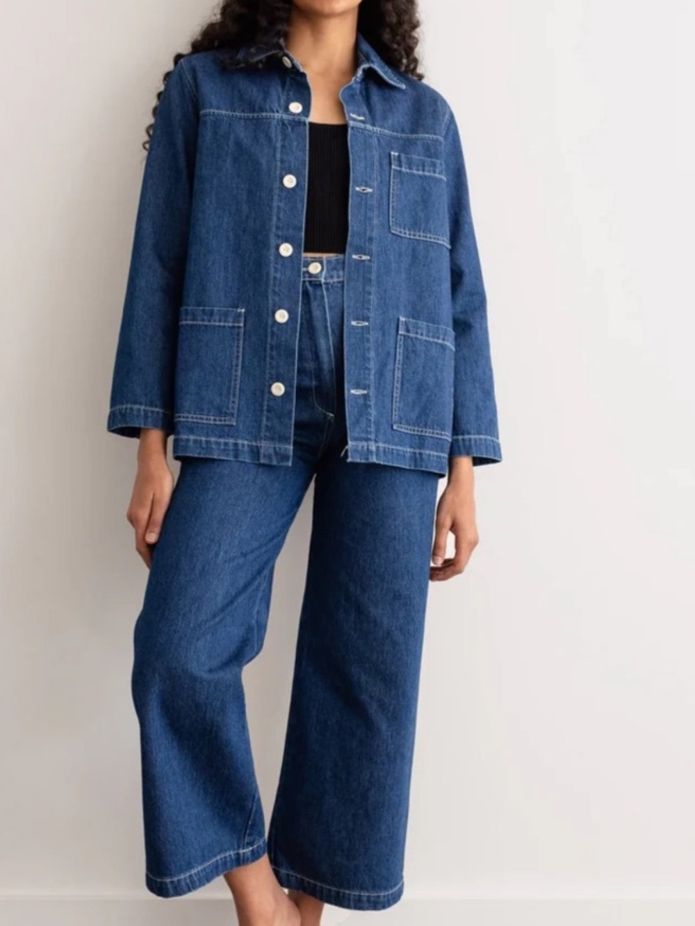 First Lite Wide-Leg Denim Jeans in Indigo Blue